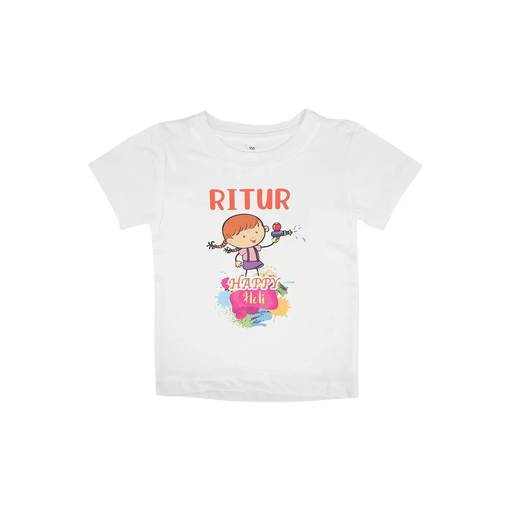 Personalized Holi printed T-shirt size: 18